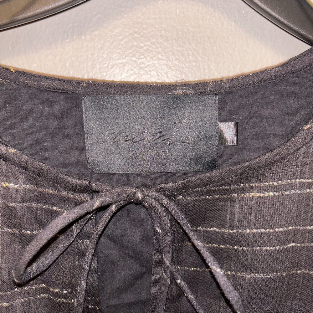 Vacate the Label Dress - black long sleeve ruffle mini length w/silver metallic - Picture 4 of 11